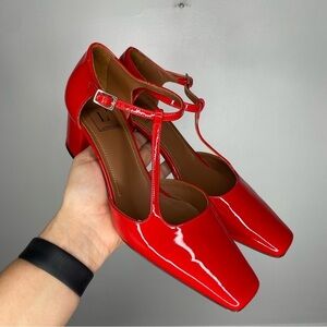 L'Autre Chose Red Square Toe Patent Heel Womens EU 37.5 US 7.5